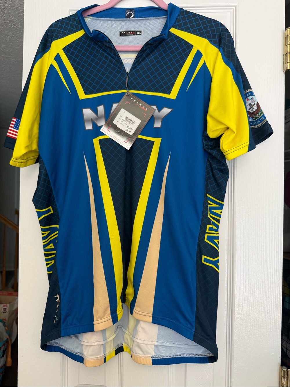 Navy & Yellow Men's Short-Sleeve Cycling Shirt